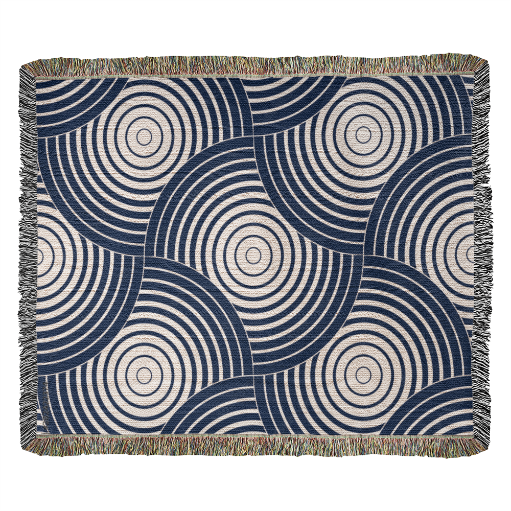 Blue Spiral Heirloom Woven Blanket