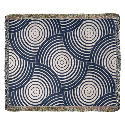 Blue Spiral Heirloom Woven Blanket