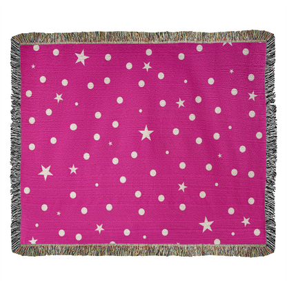 Custom Designer Pink Star Heirloom Artwork Woven Blanket