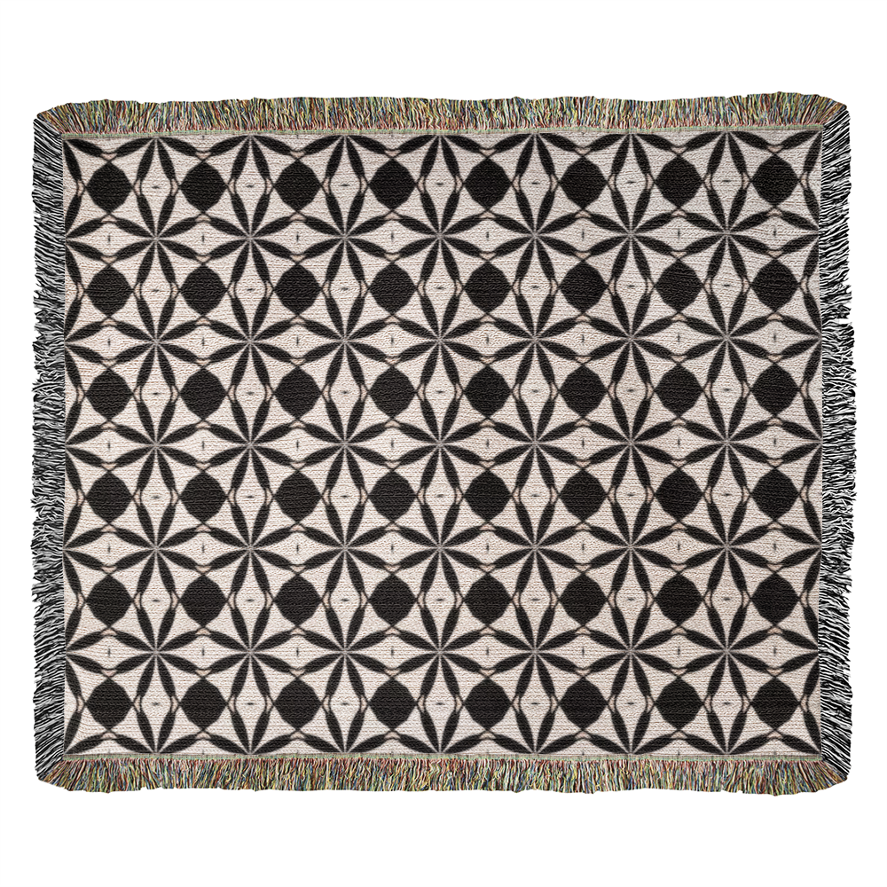 Black & White Custom Geometric Artwork Designer Heirloom Woven Blanket