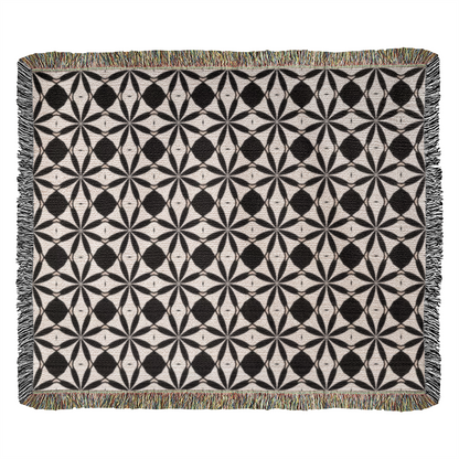 Black & White Custom Geometric Artwork Designer Heirloom Woven Blanket