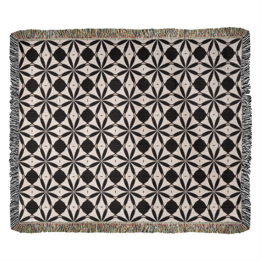 Black & White Custom Geometric Artwork Designer Heirloom Woven Blanket