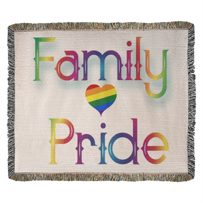 POPULAR DESIGN- Custom Designer Family Pride Rainbow Heart Heirloom Woven Blanket