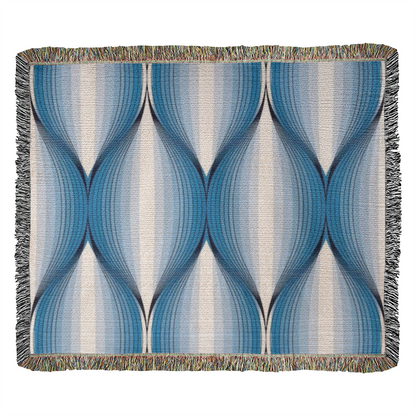 POPULAR DESIGN- Custom Designer Blue Bulb Bloom Heirloom Artwork Woven Blanket