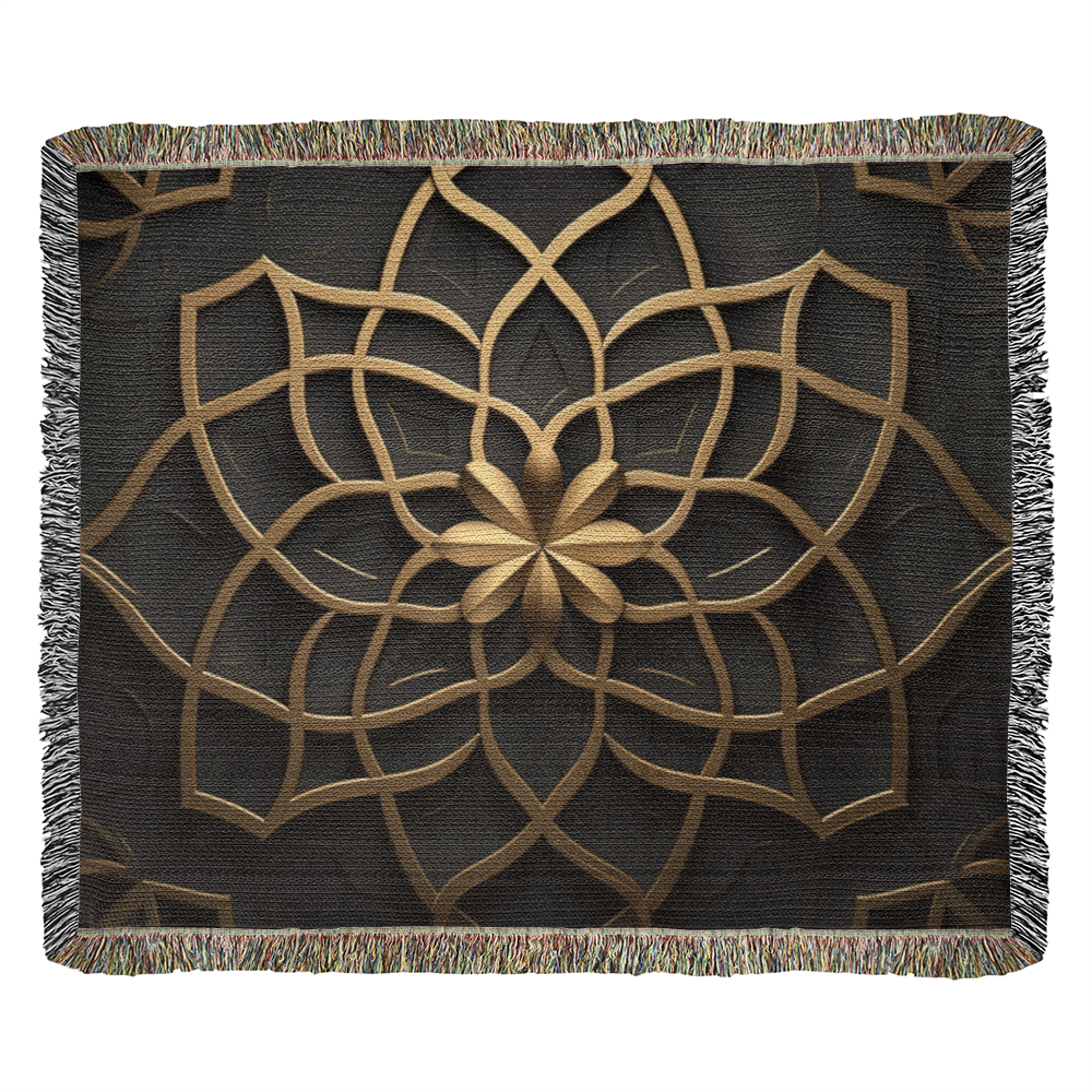 Custom Designer Flower Inlay Pattern Heirloom Artwork Woven Blanket