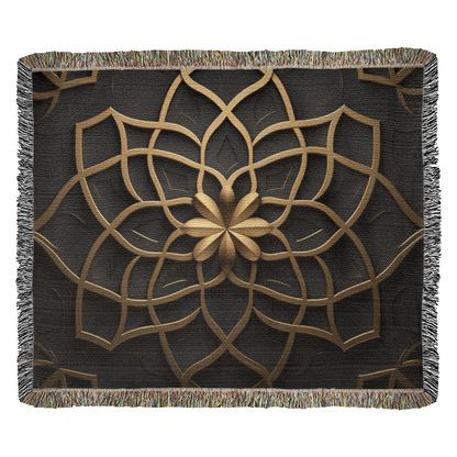 Custom Designer Flower Inlay Pattern Heirloom Artwork Woven Blanket