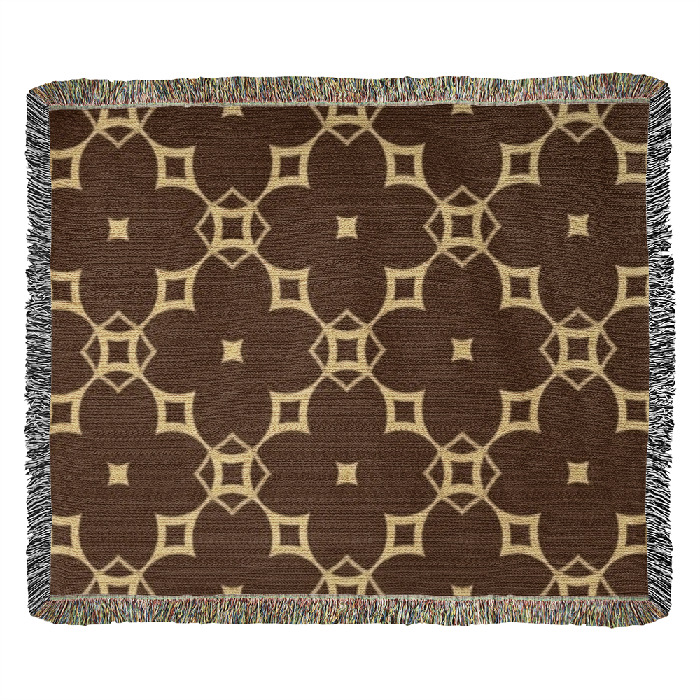 CUSTOM DESIGNER DIAMOND PATTERN HEIRLOOM ARTWORK WOVEN BLANKET