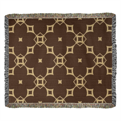 CUSTOM DESIGNER DIAMOND PATTERN HEIRLOOM ARTWORK WOVEN BLANKET