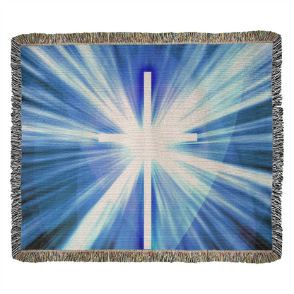 Cross Shining Threw Design Heirloom Artwork Woven Blanket