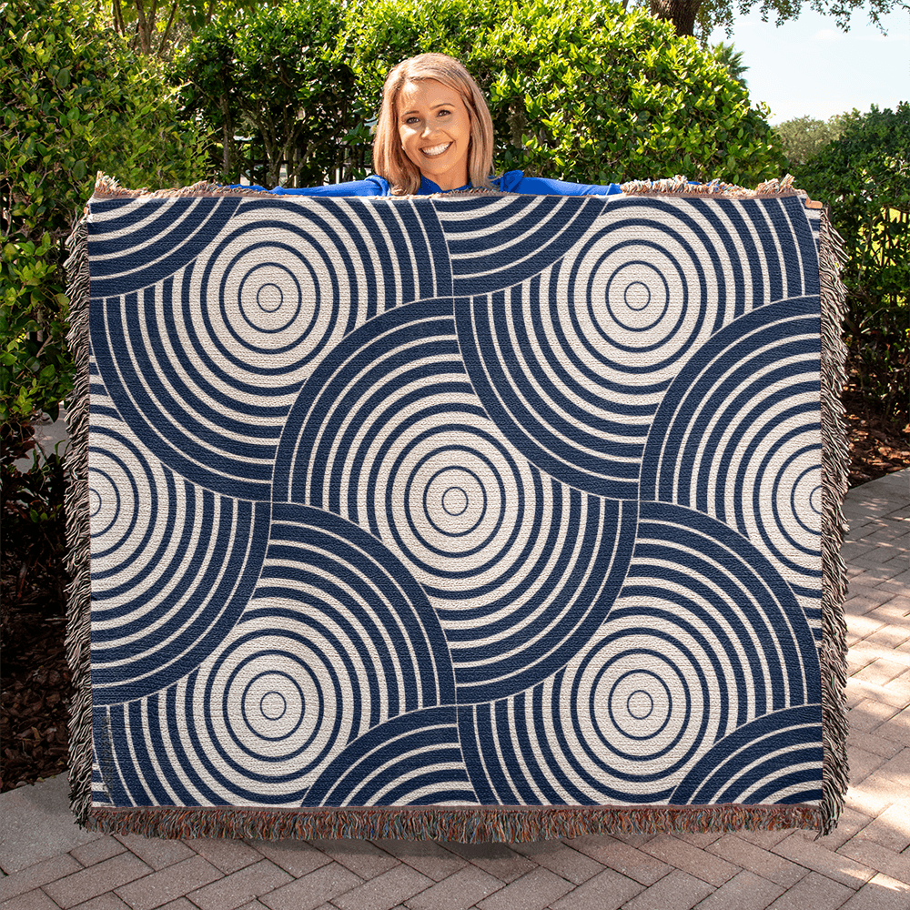 Blue Spiral Heirloom Woven Blanket