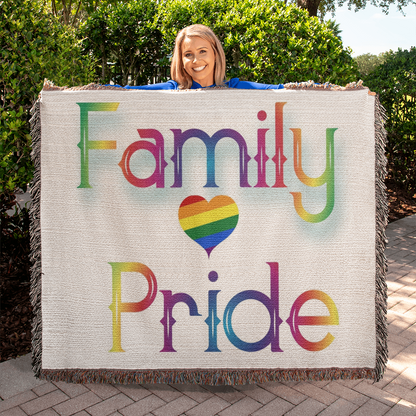 POPULAR DESIGN- Custom Designer Family Pride Rainbow Heart Heirloom Woven Blanket