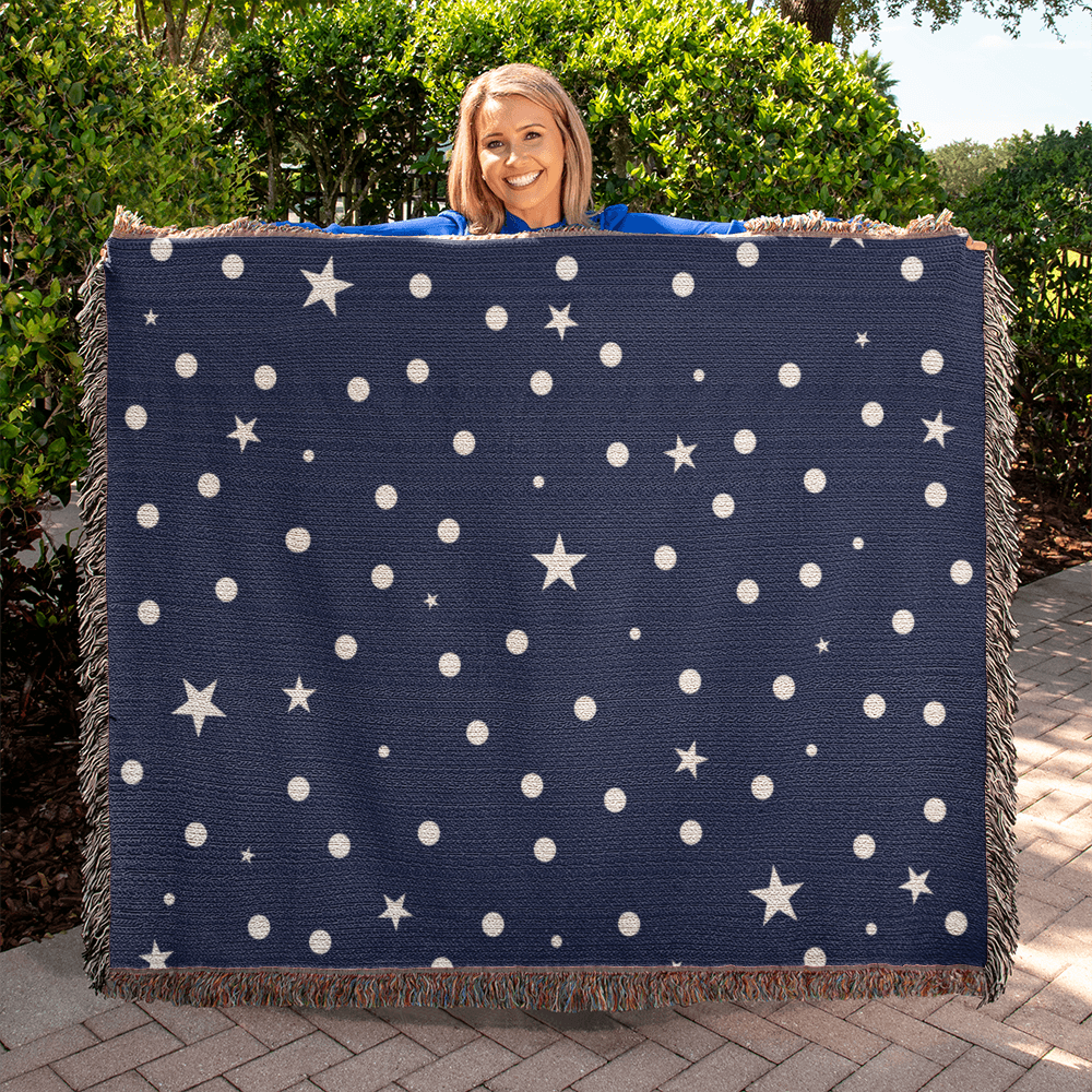 Custom Designer Dark Starry Night Heirloom Artwork Woven Blanket