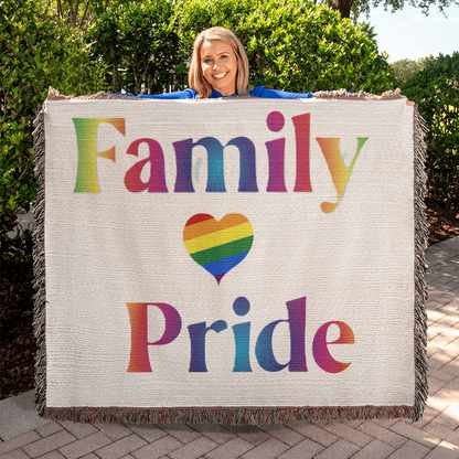 POPULAR DESIGN- Custom Designer Family Pride Rainbow Heart Heirloom Artwork Woven Blanket