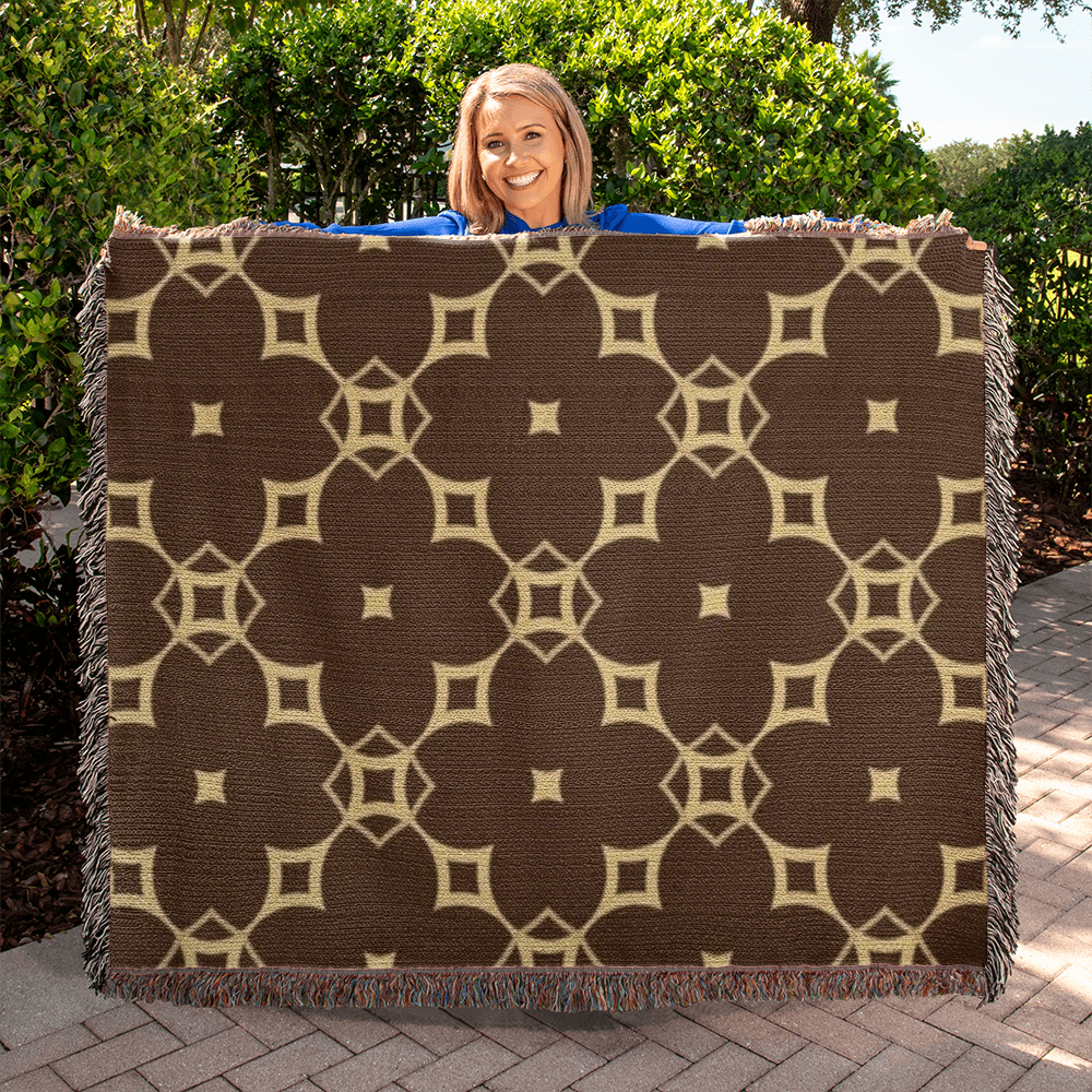 CUSTOM DESIGNER DIAMOND PATTERN HEIRLOOM ARTWORK WOVEN BLANKET