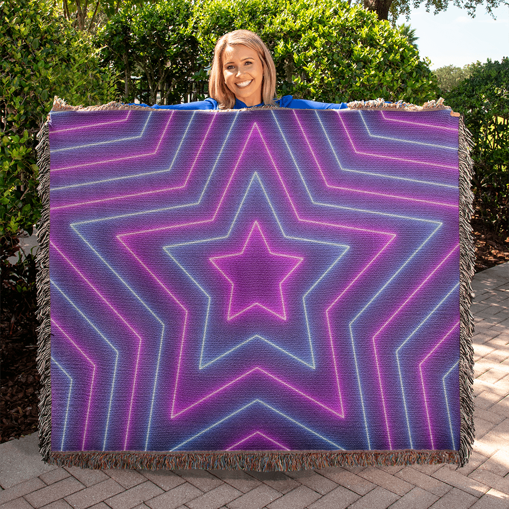Custom Design Star Purple Echo Heirloom Artwork Woven Blanket