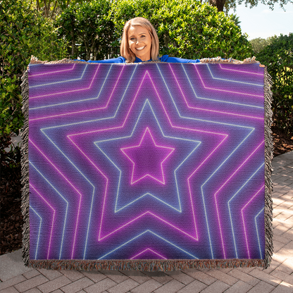 Custom Design Star Purple Echo Heirloom Artwork Woven Blanket