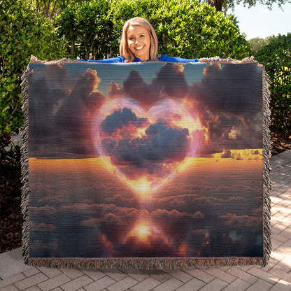 Cotton Candy Cloud Sunset Design Heirloom Artwork Woven Blanket