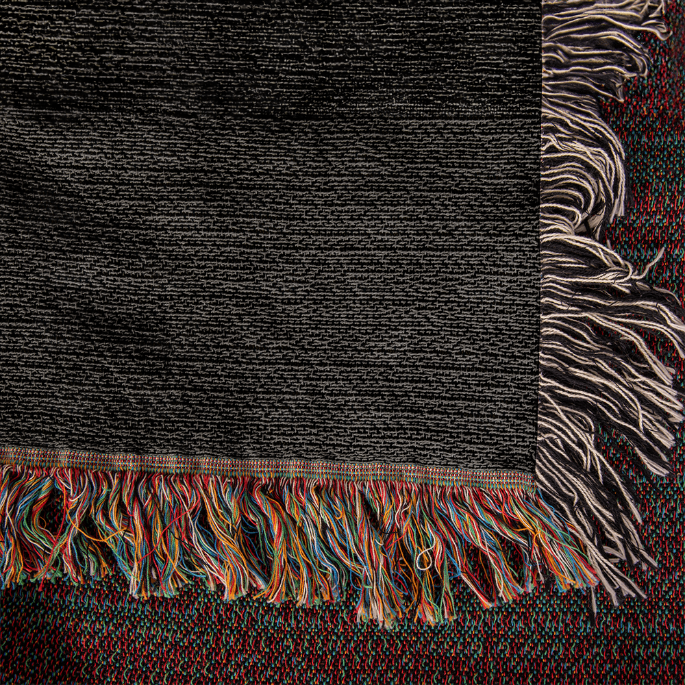 Custom Designer Black Flower Star Pattern Heirloom Artwork Woven Blanket