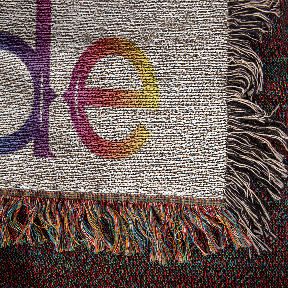 POPULAR DESIGN- Custom Designer Family Pride Rainbow Heart Heirloom Woven Blanket
