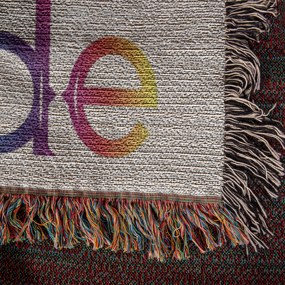 POPULAR DESIGN- Custom Designer Family Pride Rainbow Heart Heirloom Woven Blanket