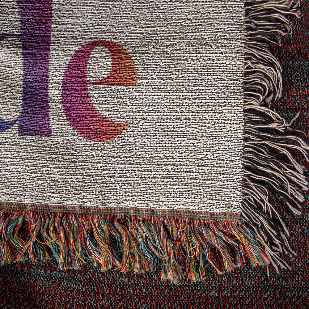 POPULAR DESIGN- Custom Designer Family Pride Rainbow Heart Heirloom Artwork Woven Blanket