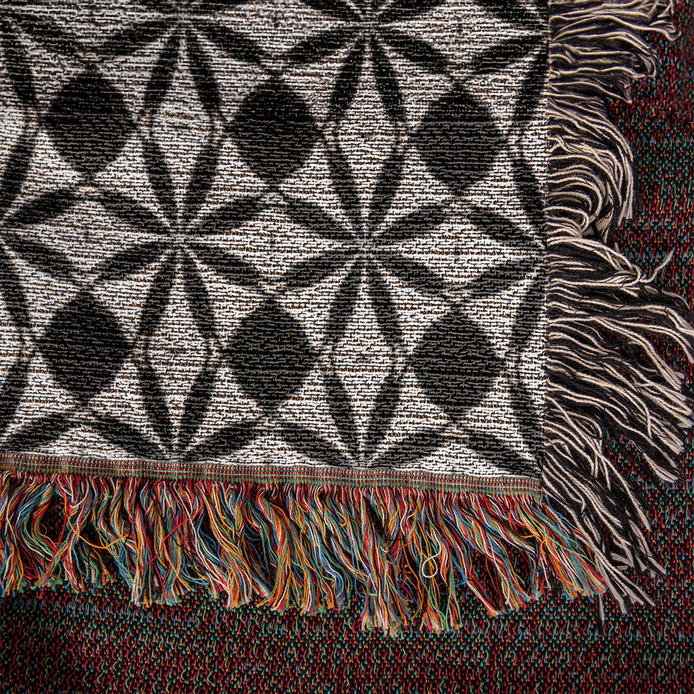 Black & White Custom Geometric Artwork Designer Heirloom Woven Blanket