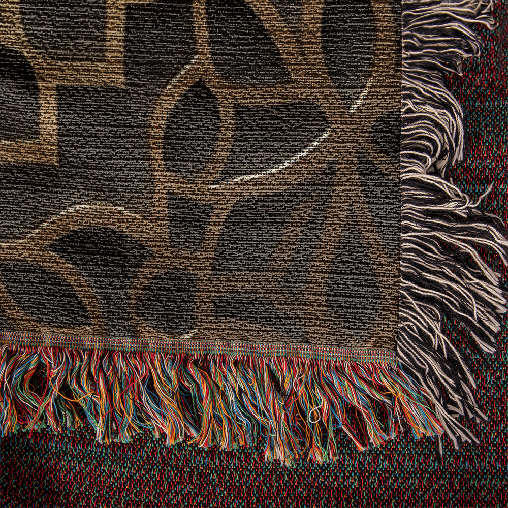 Custom Designer Star Flower Inlay Heirloom Artwork Woven Blanket