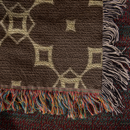 CUSTOM DESIGNER DIAMOND PATTERN HEIRLOOM ARTWORK WOVEN BLANKET