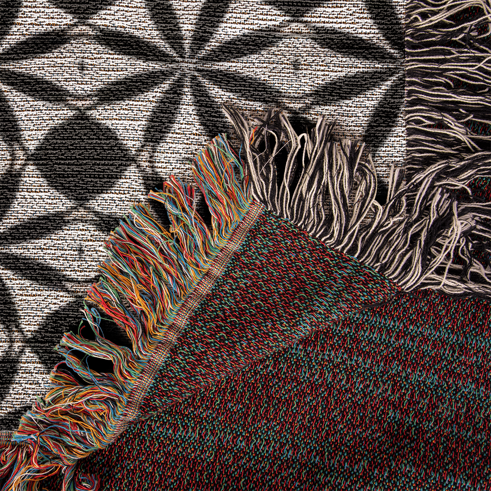 Black & White Custom Geometric Artwork Designer Heirloom Woven Blanket