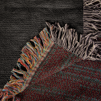 Custom Designer Black Flower Star Pattern Heirloom Artwork Woven Blanket