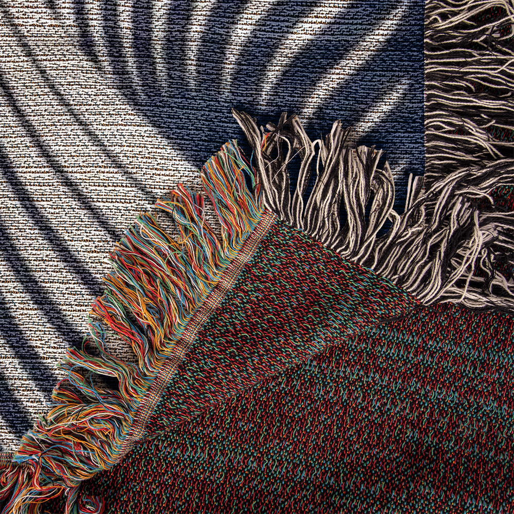 POPULAR DESIGN-Custom Designer Blue Leaf Heirloom Artwork Woven Blanket