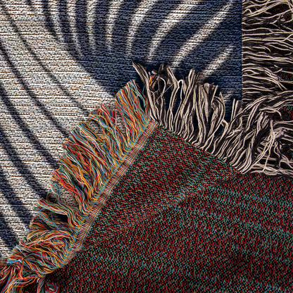 POPULAR DESIGN-Custom Designer Blue Leaf Heirloom Artwork Woven Blanket