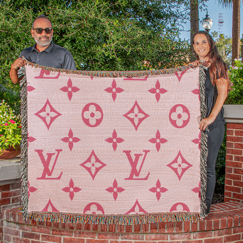 PINK CUSTOM TEMPLE CUSTOM DESIGNER HEIRLOOM ARTWORK WOVEN BLANKET