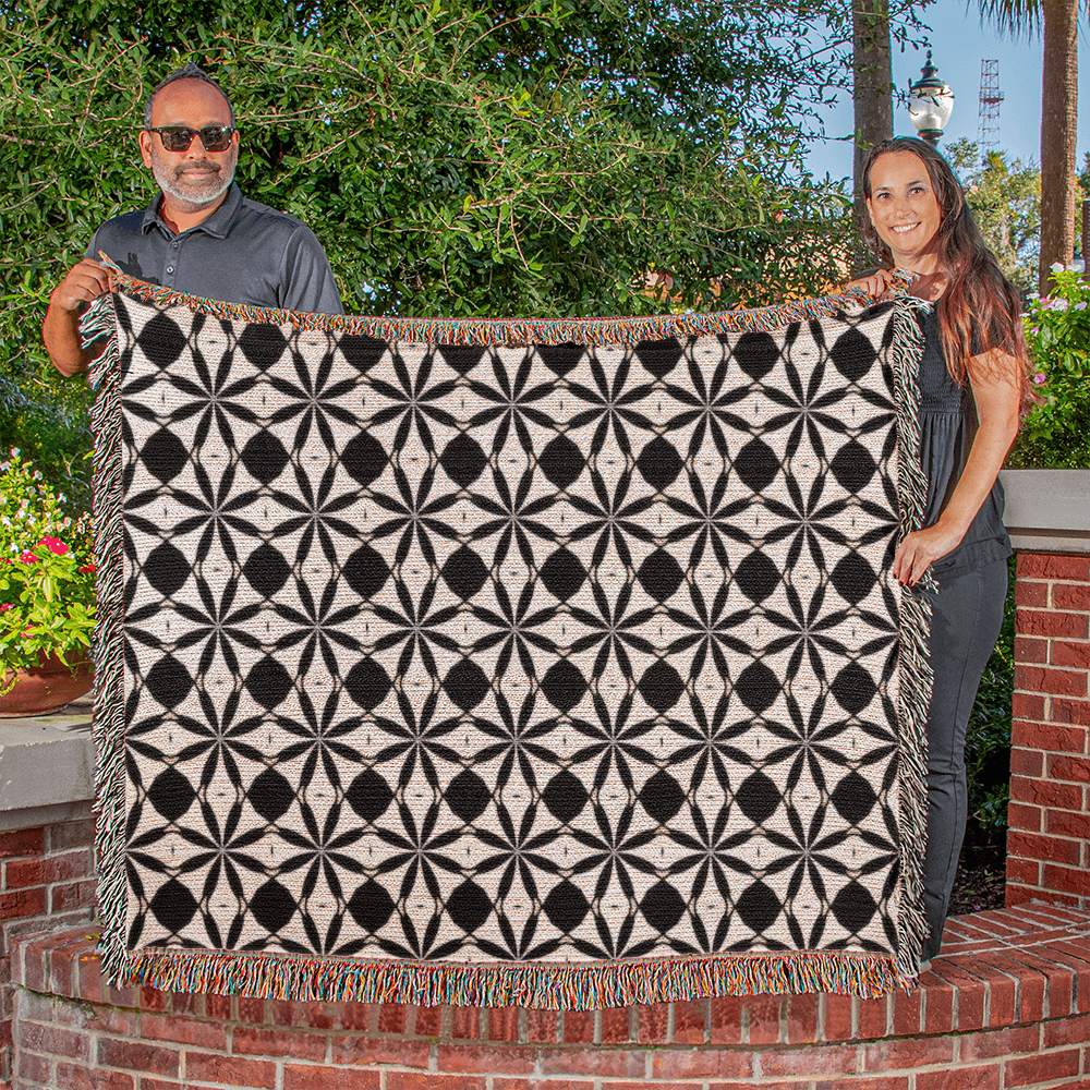 Black & White Custom Geometric Artwork Designer Heirloom Woven Blanket