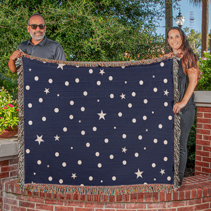 Custom Designer Dark Starry Night Heirloom Artwork Woven Blanket