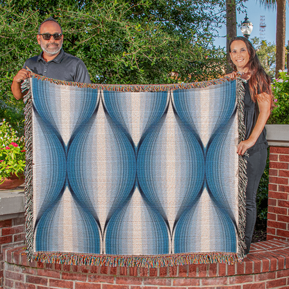 POPULAR DESIGN- Custom Designer Blue Bulb Bloom Heirloom Artwork Woven Blanket