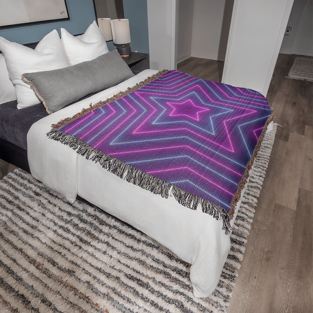 Custom Design Star Purple Echo Heirloom Artwork Woven Blanket