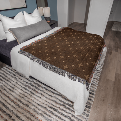 Custom Brown Temple Designer Heirloom Artwork Woven Blanket