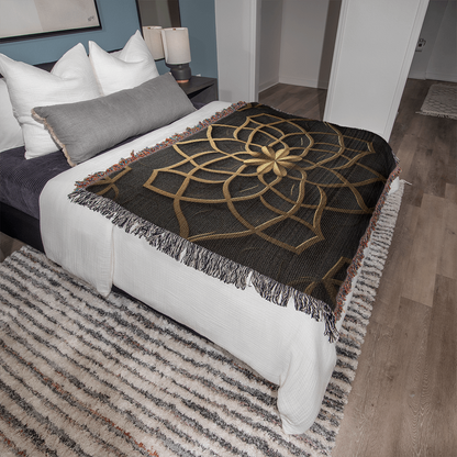 Custom Designer Flower Inlay Pattern Heirloom Artwork Woven Blanket