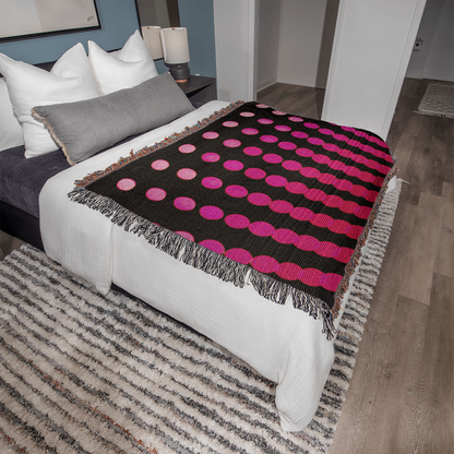 Custom Designer Pink Dot Links Heirloom Artwork Woven Blanket