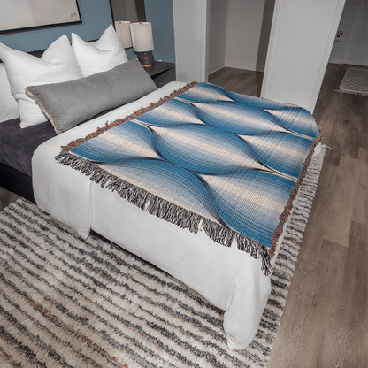 POPULAR DESIGN- Custom Designer Blue Bulb Bloom Heirloom Artwork Woven Blanket