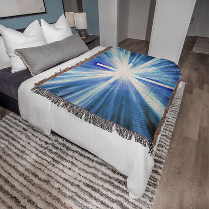Cross Shining Threw Design Heirloom Artwork Woven Blanket