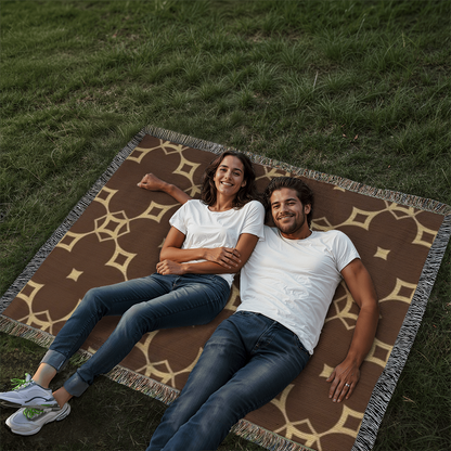 CUSTOM DESIGNER DIAMOND PATTERN HEIRLOOM ARTWORK WOVEN BLANKET