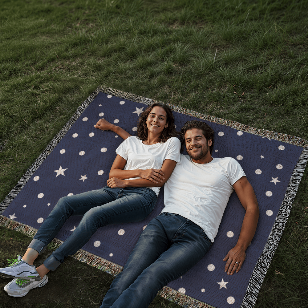 Custom Designer Dark Starry Night Heirloom Artwork Woven Blanket