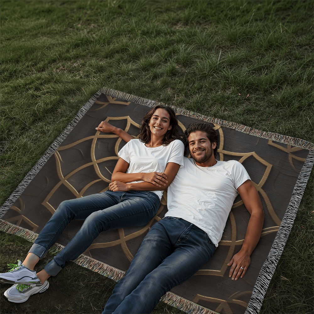 Custom Designer Flower Inlay Pattern Heirloom Artwork Woven Blanket