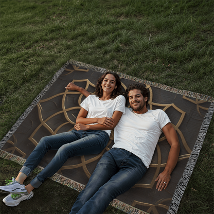 Custom Designer Flower Inlay Pattern Heirloom Artwork Woven Blanket