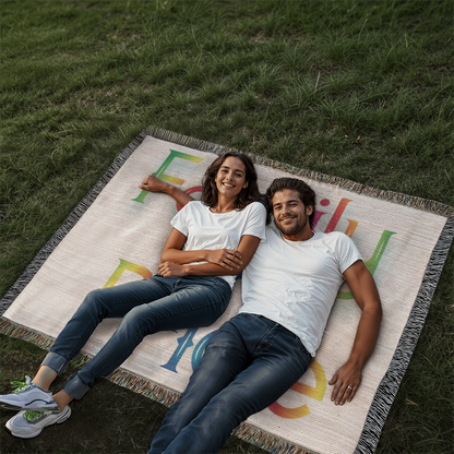 POPULAR DESIGN- Custom Designer Family Pride Rainbow Heart Heirloom Woven Blanket