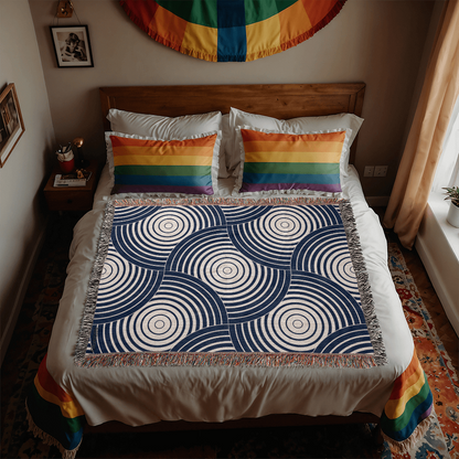 Blue Spiral Heirloom Woven Blanket