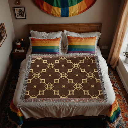 CUSTOM DESIGNER DIAMOND PATTERN HEIRLOOM ARTWORK WOVEN BLANKET