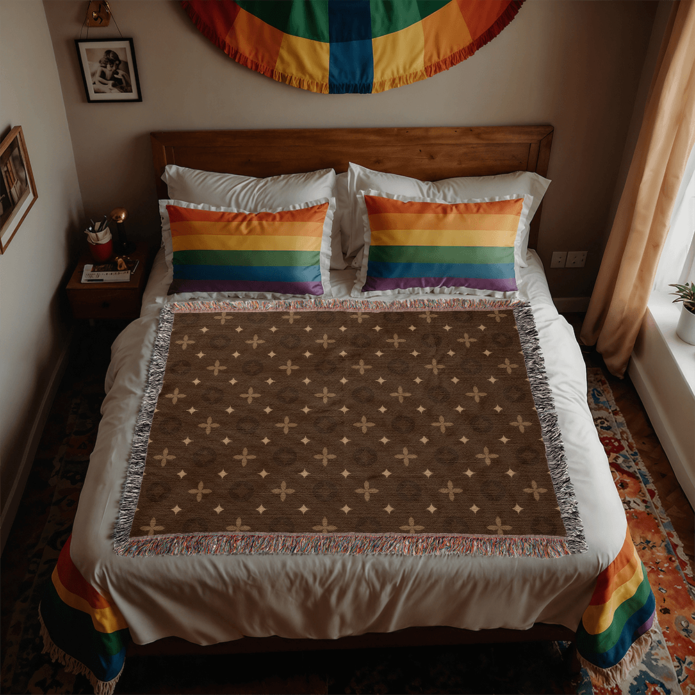 Custom Brown Temple Designer Heirloom Artwork Woven Blanket